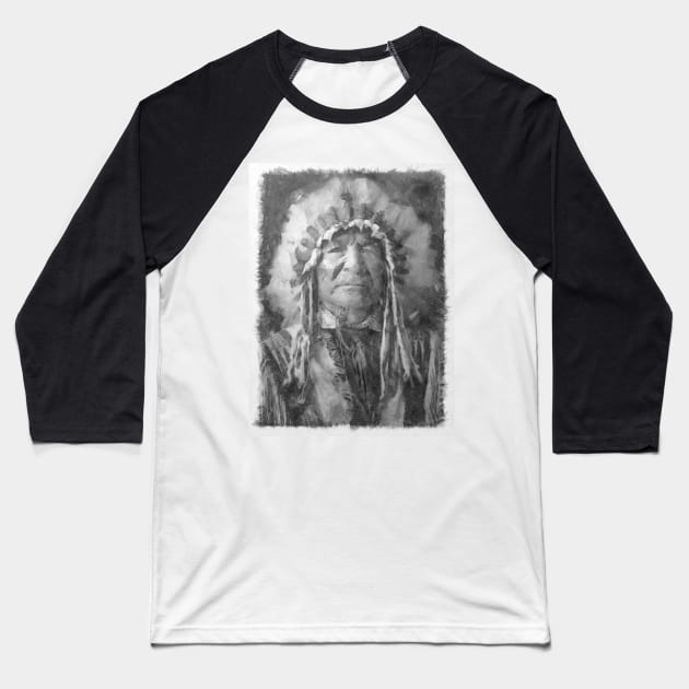 Sitting Bear, Native American Chief Baseball T-Shirt by Ryan Rad